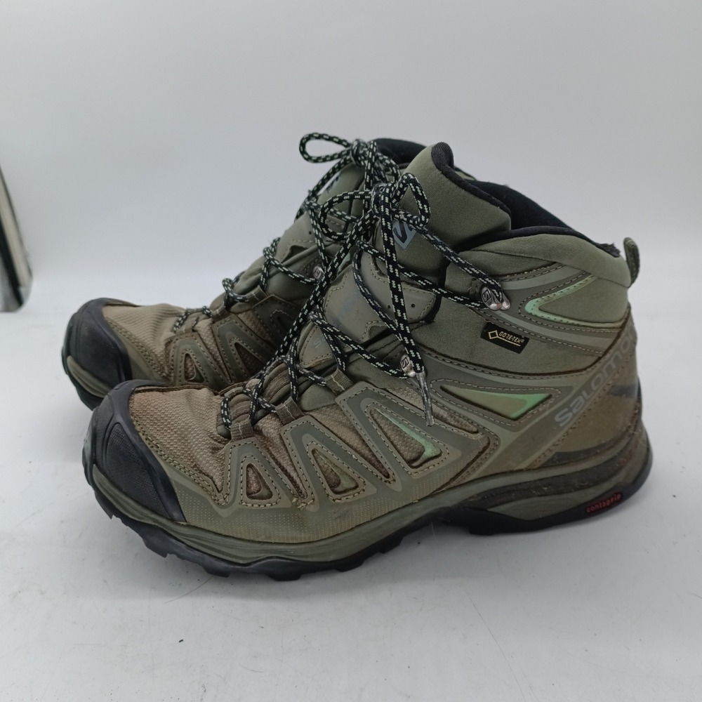 Salomon X Ultra Mid Gore-Tex Hiking Boots Womens 9.5 Olive Green 401346 s1